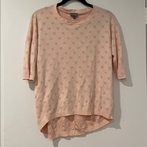 Pink polka dot half-length sleeve sweater